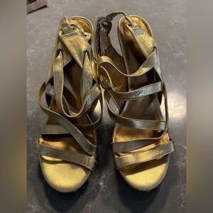 Diane Von Furstenberg Gold Strappy Heels
